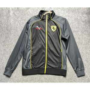 Ferrari Jacket Mens Medium Black Gray Yellow F1 Racing Track Full Zip Made USA
